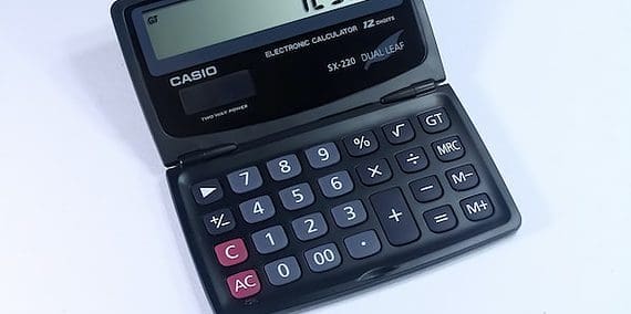 black casio calculator at 0