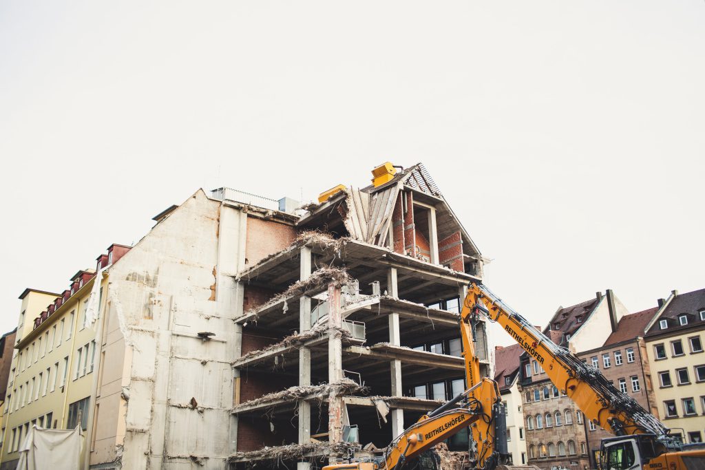 House demolition wrecking ball