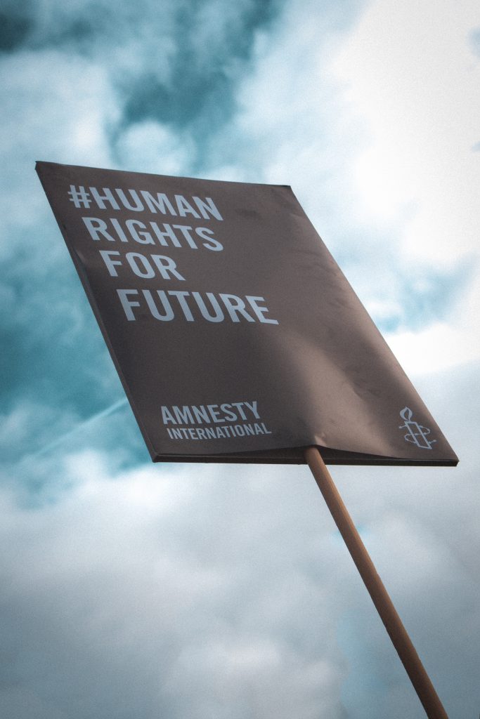 Human rights for future poster by Amnesty International at Fridays for Future