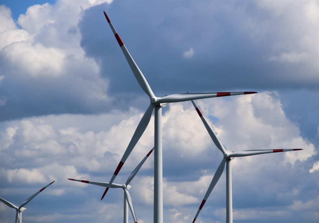 wind turbine in the blue sky