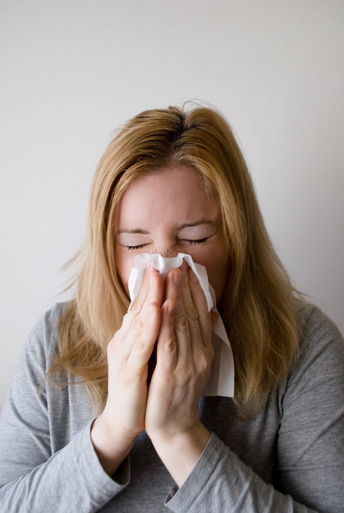 women, blowing, nose