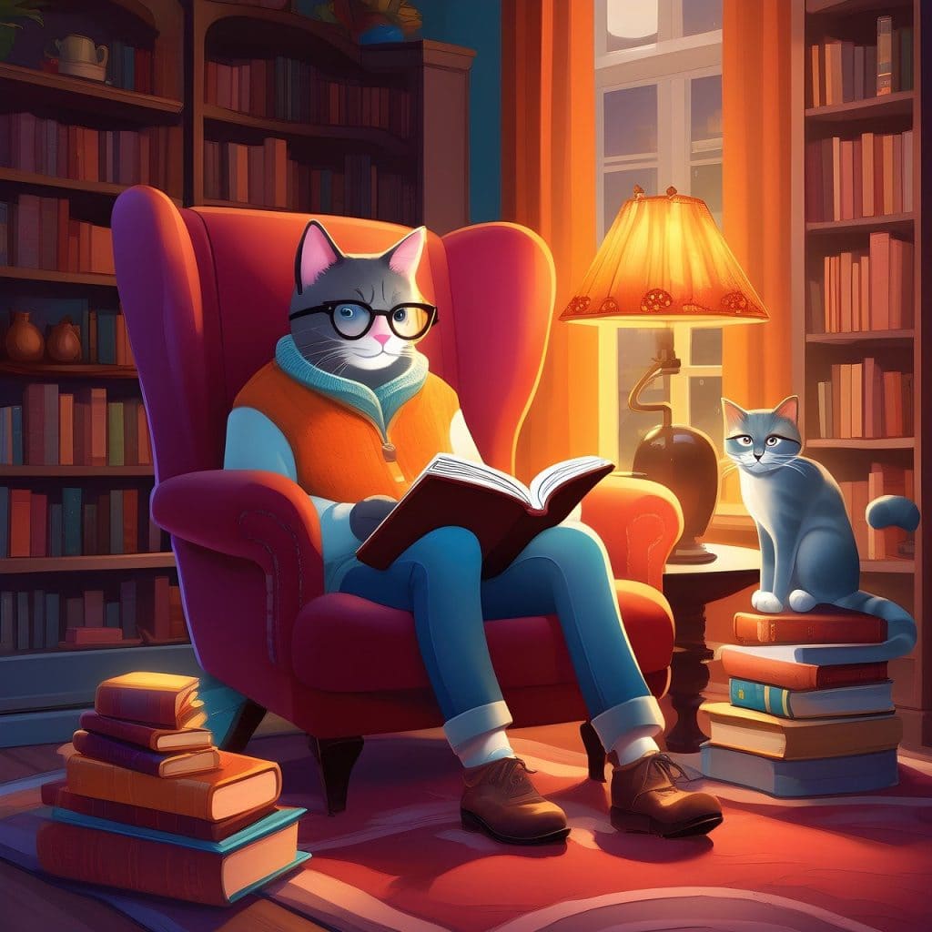 reading, books, animal