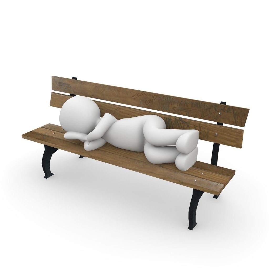 leisure time, park bench, sleep