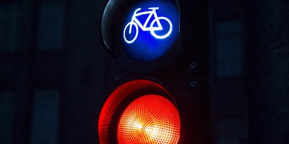 bicycle, traffic light, red