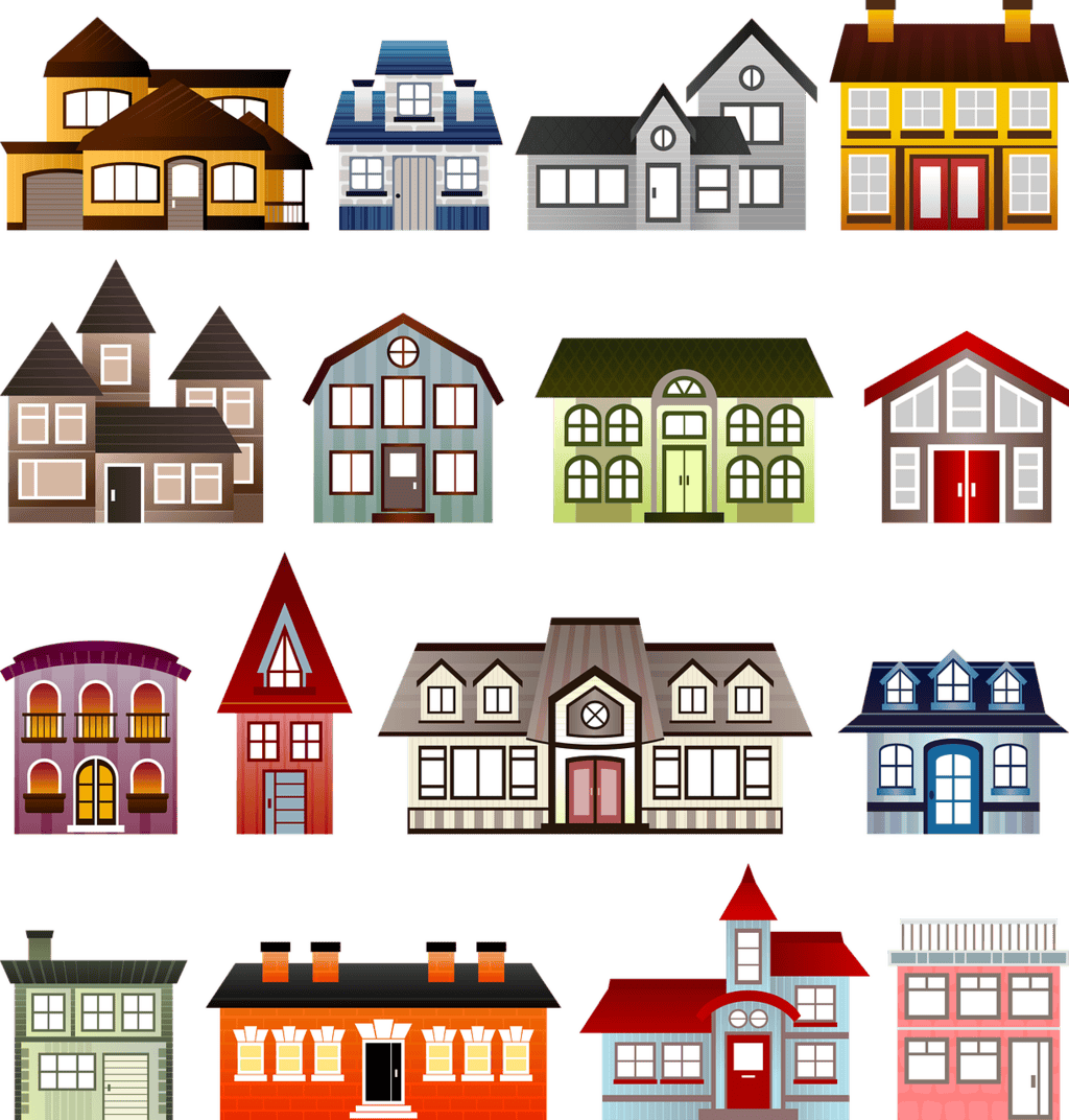 houses, set, architecture, clip art, building, collection, residential, property, residential house, png colorful, residence, housing, dwelling, house exterior, houses, houses, houses, houses, clip art, building, building, building, building, building, property