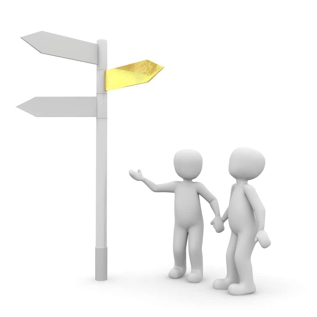 path, crotch, decision, fork, waymarks, signpost, signpost, signpost, signpost, signpost, signpost